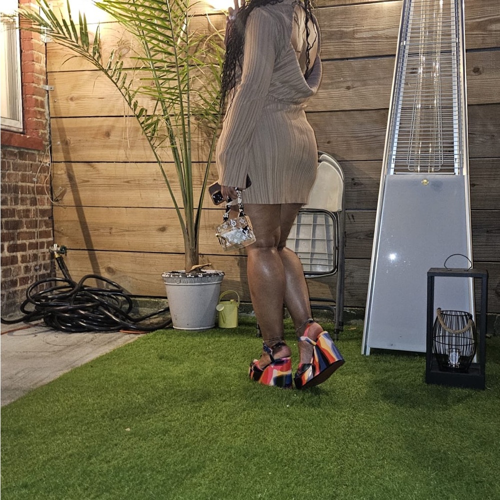 ASOS Beige Dress with Multicolor Heels